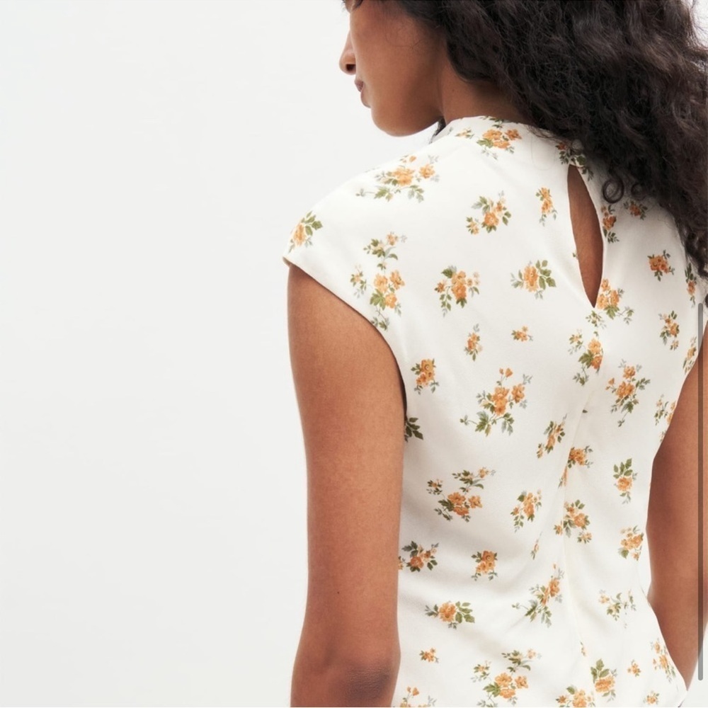 NWT Reformation Bettie Buttercream Yellow Floral Blouse Top Size 10 - Picture 6 of 11
